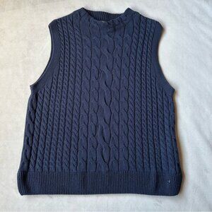 Olsen ~ Cable Knit Sweater Vest ~ Ink Blue ~ Womens Size S-M 8